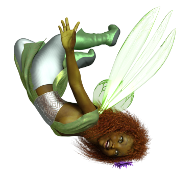 3 boyutlu, şeffaf arkaplanda izole edilmiş sevimli küçük peri.