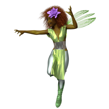 3 boyutlu, şeffaf arkaplanda izole edilmiş sevimli küçük peri.