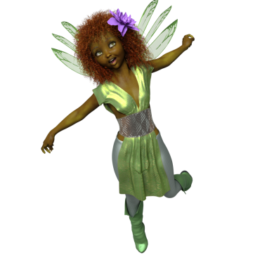 3 boyutlu, şeffaf arkaplanda izole edilmiş sevimli küçük peri.