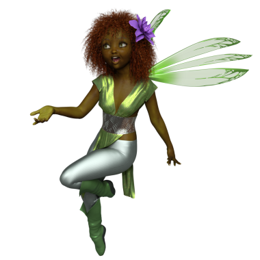 3 boyutlu, şeffaf arkaplanda izole edilmiş sevimli küçük peri.