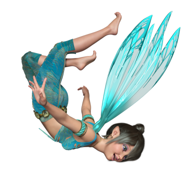 3 boyutlu, şeffaf arka planda izole edilmiş sevimli küçük peri yaratığı.