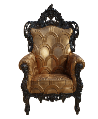 3D barok tahtı şeffaf arka planda izole edilmiş.