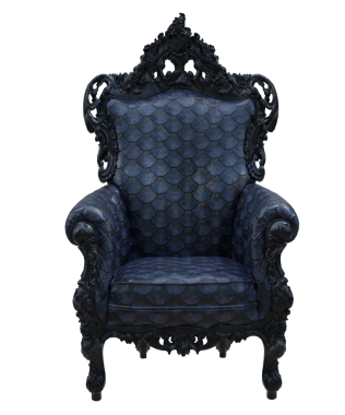 3D, fantezi okyanus kralının tahtını şeffaf arka planda izole etti.