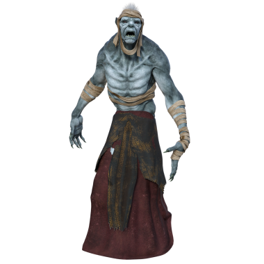 3 boyutlu, saydam arkaplanda izole edilmiş fantezi mumya karakteri