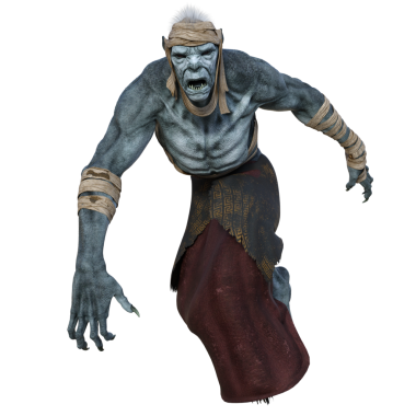 3 boyutlu, saydam arkaplanda izole edilmiş fantezi mumya karakteri