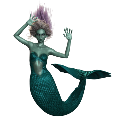 3 boyutlu karanlık fantezi denizkızı şeffaf arka planda izole edildi