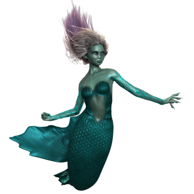 3 boyutlu karanlık fantezi denizkızı şeffaf arka planda izole edildi