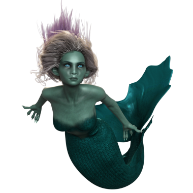 3 boyutlu karanlık fantezi denizkızı şeffaf arka planda izole edildi