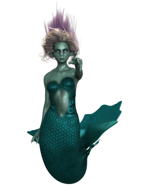 3 boyutlu karanlık fantezi denizkızı şeffaf arka planda izole edildi