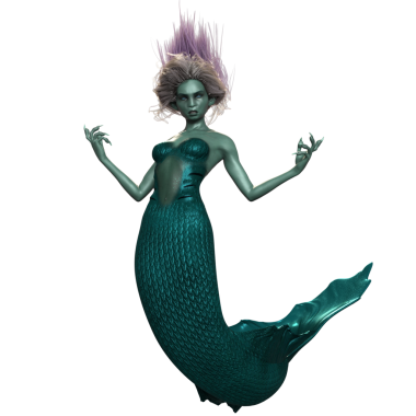 3 boyutlu karanlık fantezi denizkızı şeffaf arka planda izole edildi