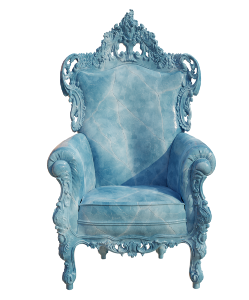 3D, fantezi okyanus kralının tahtını şeffaf arka planda izole etti.