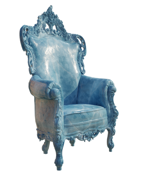 3D, fantezi okyanus kralının tahtını şeffaf arka planda izole etti.