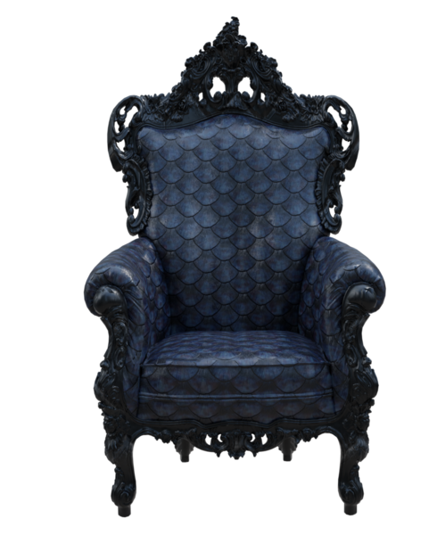 3D, fantezi okyanus kralının tahtını şeffaf arka planda izole etti.