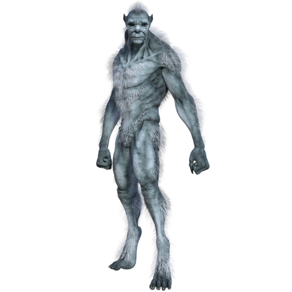 Üç boyutlu beyaz kurtadam canavarı şeffaf arka planda izole edilmiş.