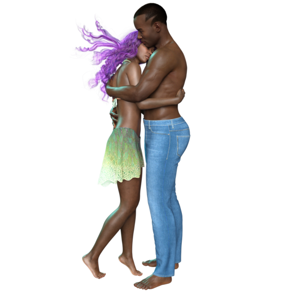 Şeffaf arkaplanda izole edilmiş romantik bir poz oluşturulmuş 3D