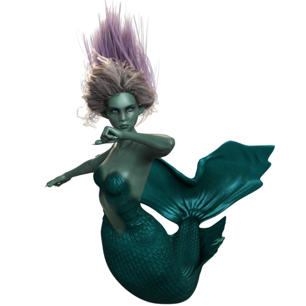 3 boyutlu karanlık fantezi denizkızı şeffaf arka planda izole edildi