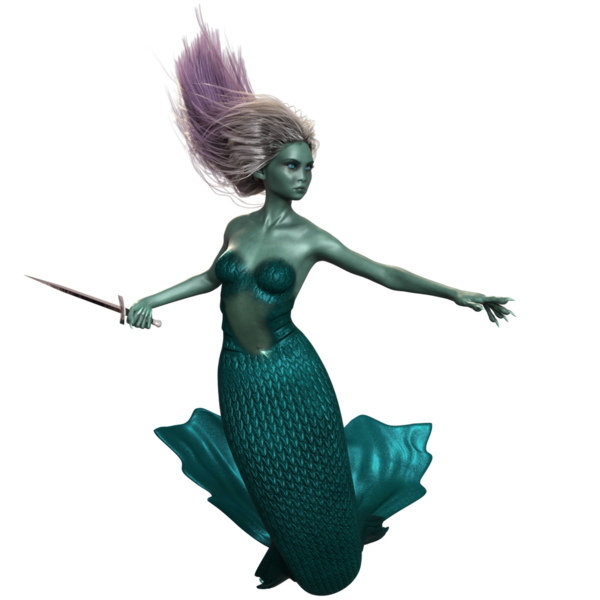 3 boyutlu karanlık fantezi denizkızı şeffaf arka planda izole edildi