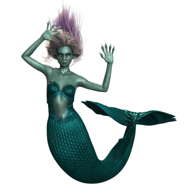 3 boyutlu karanlık fantezi denizkızı şeffaf arka planda izole edildi