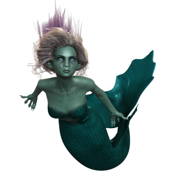 3 boyutlu karanlık fantezi denizkızı şeffaf arka planda izole edildi
