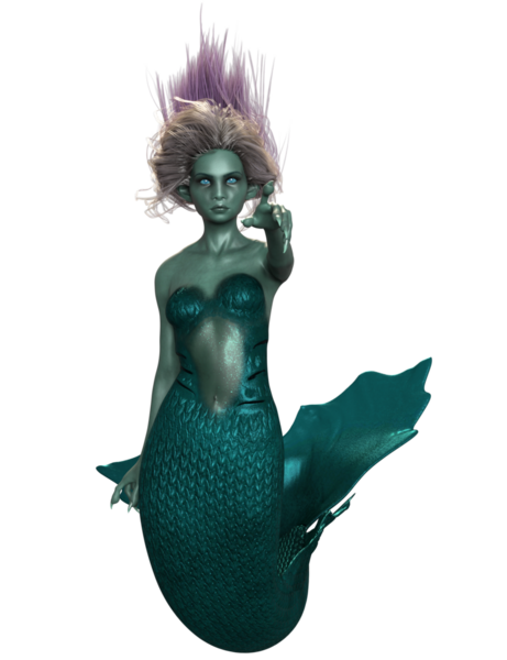 3 boyutlu karanlık fantezi denizkızı şeffaf arka planda izole edildi