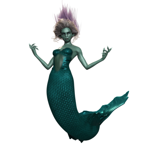 3 boyutlu karanlık fantezi denizkızı şeffaf arka planda izole edildi