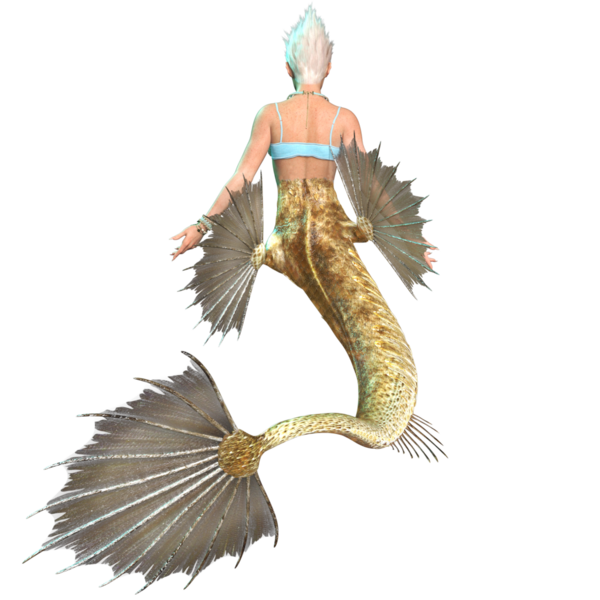 Saydam arkaplanda dikenli yüzgeçleri ve kuyruğu olan 3 boyutlu denizkızı.