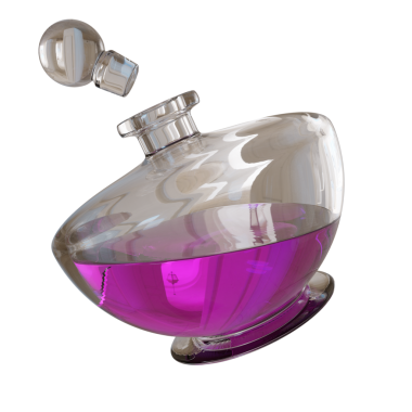 Şeffaf arkaplanda 3 boyutlu izole parfüm şişesi