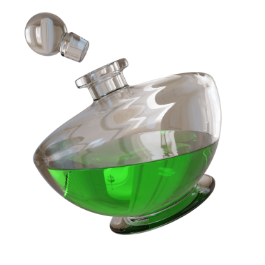 Şeffaf arkaplanda 3 boyutlu izole parfüm şişesi