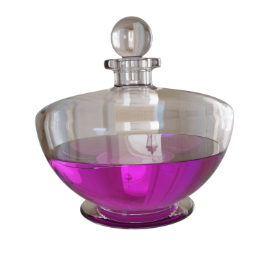 Şeffaf arkaplanda 3 boyutlu izole parfüm şişesi