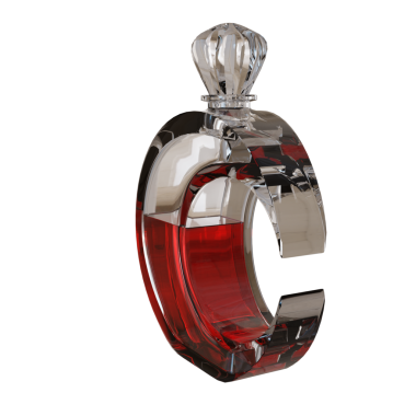 Şeffaf arkaplanda 3 boyutlu izole parfüm şişesi