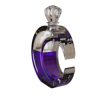 Şeffaf arkaplanda 3 boyutlu izole parfüm şişesi