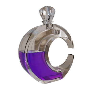 Şeffaf arkaplanda 3 boyutlu izole parfüm şişesi