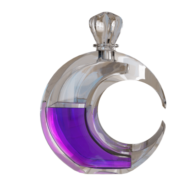 Şeffaf arkaplanda 3 boyutlu izole parfüm şişesi