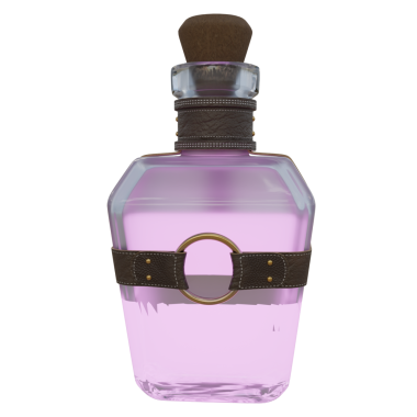 3 boyutlu sihirli iksir şişesi şeffaf arka planda izole