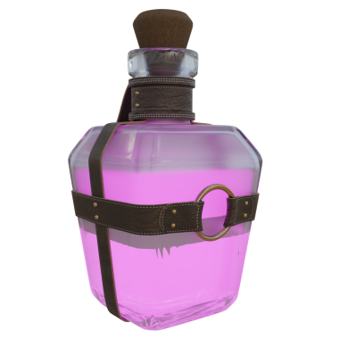 3 boyutlu sihirli iksir şişesi şeffaf arka planda izole