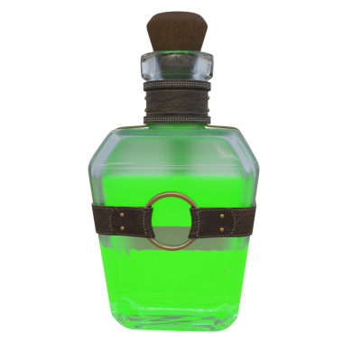 3 boyutlu sihirli iksir şişesi şeffaf arka planda izole