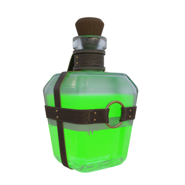 3 boyutlu sihirli iksir şişesi şeffaf arka planda izole