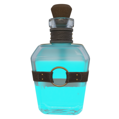 3 boyutlu sihirli iksir şişesi şeffaf arka planda izole