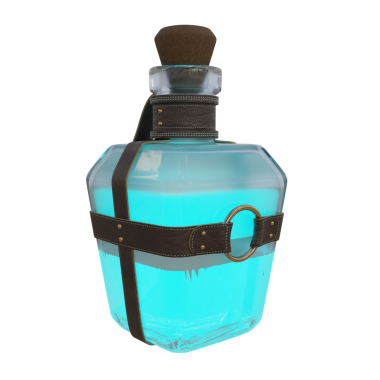 3 boyutlu sihirli iksir şişesi şeffaf arka planda izole