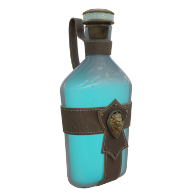 3 boyutlu sihirli iksir şişesi şeffaf arka planda izole