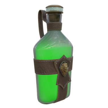 3 boyutlu sihirli iksir şişesi şeffaf arka planda izole