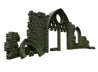 3D dönüştürülmüş gotik kale kalıntıları şeffaf arkaplanda izole edildi 