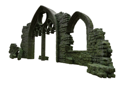 3D dönüştürülmüş gotik kale kalıntıları şeffaf arkaplanda izole edildi 