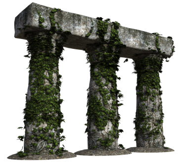 Saydam arkaplanda izole edilmiş 3D antik sütunlar