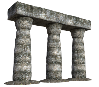 Saydam arkaplanda izole edilmiş 3D antik sütunlar