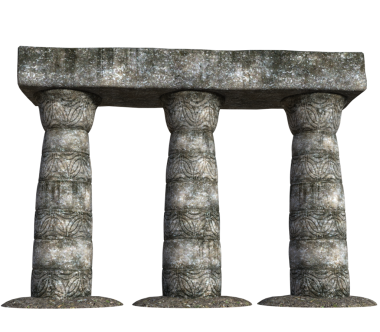 Saydam arkaplanda izole edilmiş 3D antik sütunlar