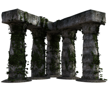 Saydam arkaplanda izole edilmiş 3D antik sütunlar