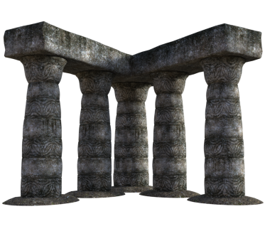 Saydam arkaplanda izole edilmiş 3D antik sütunlar