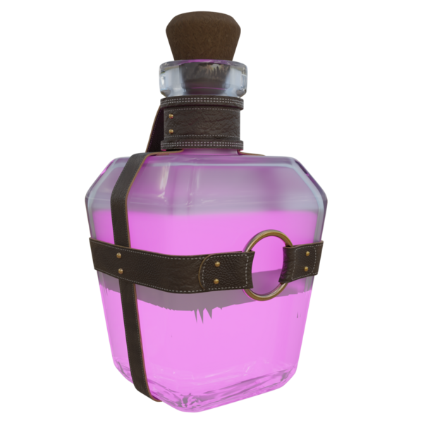 3 boyutlu sihirli iksir şişesi şeffaf arka planda izole