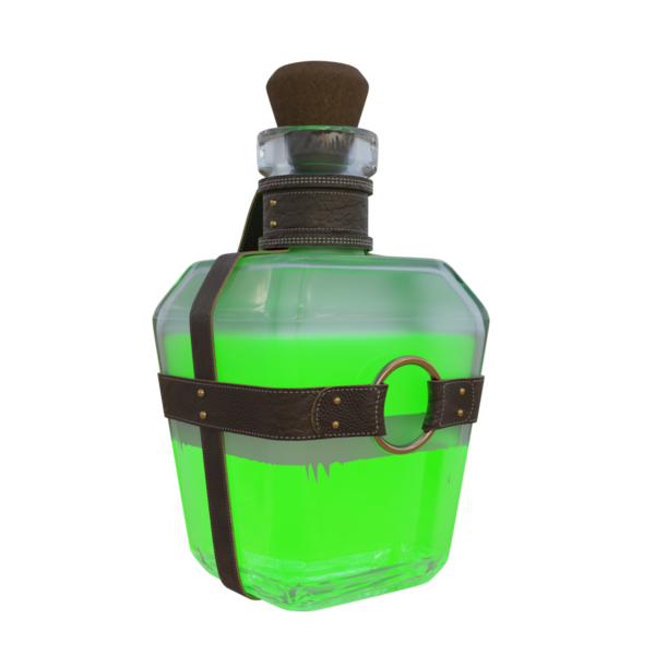 3 boyutlu sihirli iksir şişesi şeffaf arka planda izole